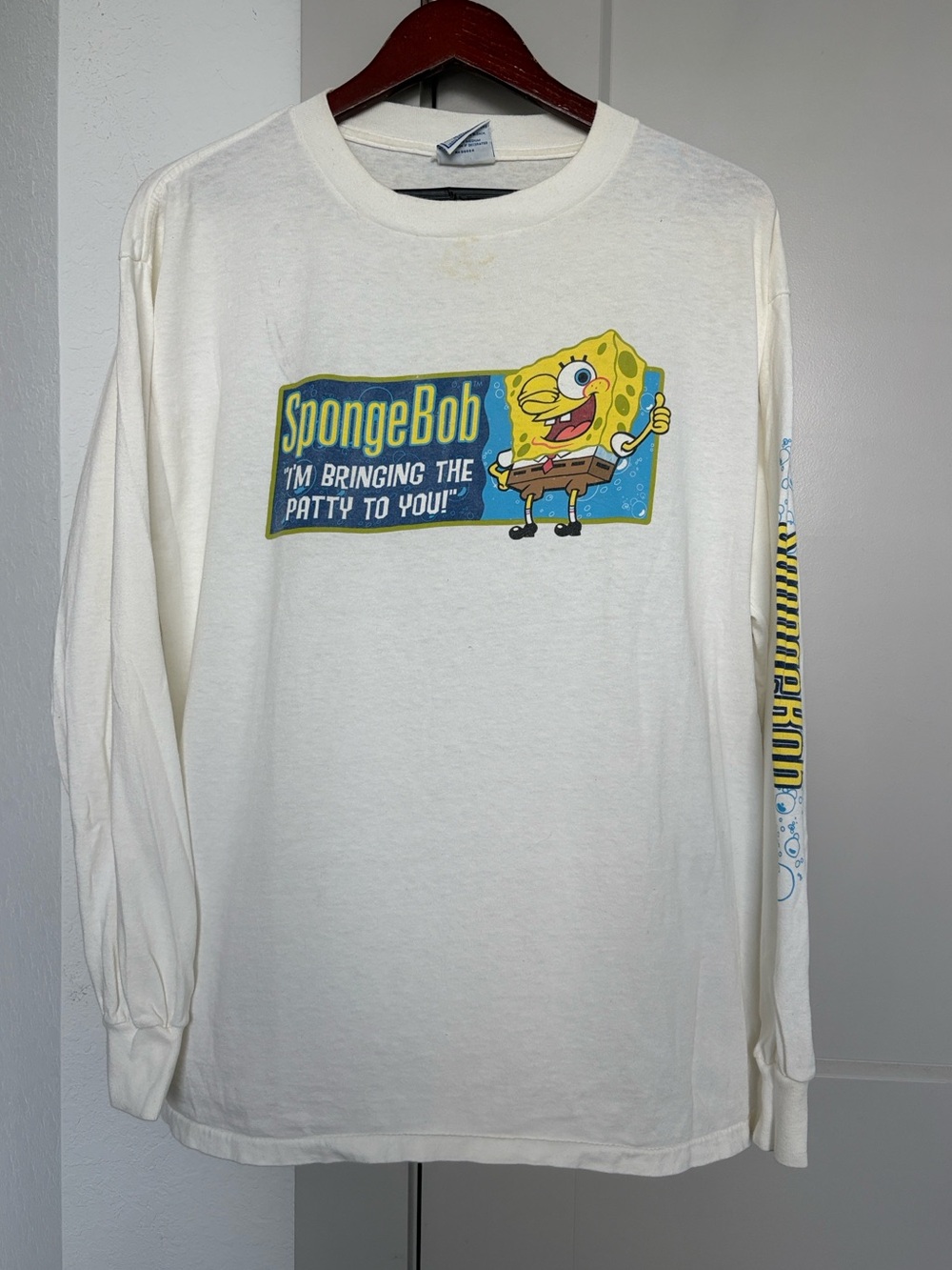 VTG 90S SPONGEBOB IM BRINGING THE PATTY TO YOU GRAPHIC LONG SLEEVE TSHIRT LARGE